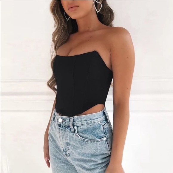Black Strapless Bustier Top - Picture 2 of 8